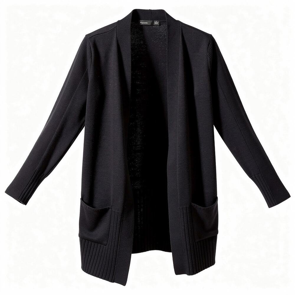 Devotion by Cyrus Black Ribbed Open Front Cardigan - Small